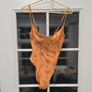 Orange Palm Tree Print Swimsuit